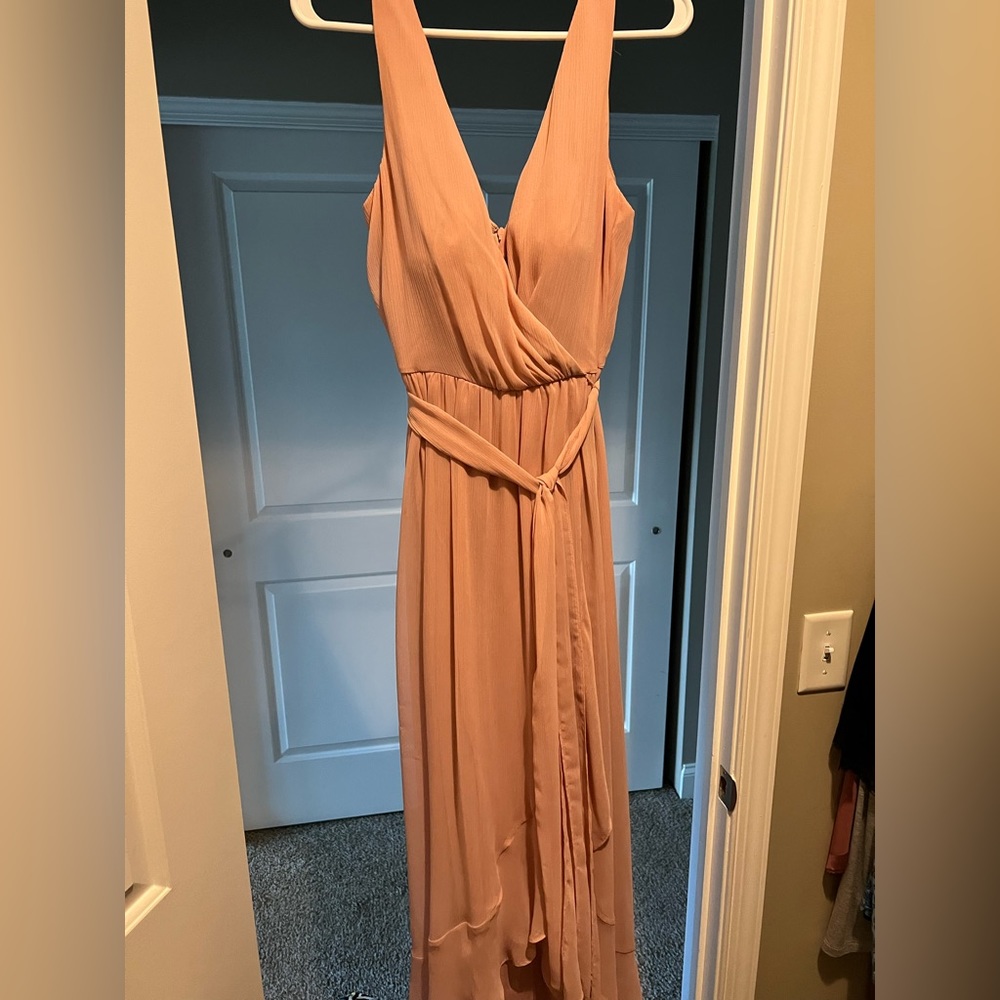 David’s Bridal light pink high-low dress